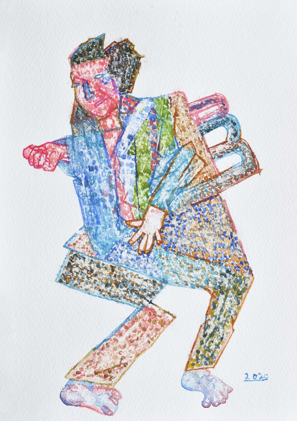 Arpita Singh, Man Sitting, 2020