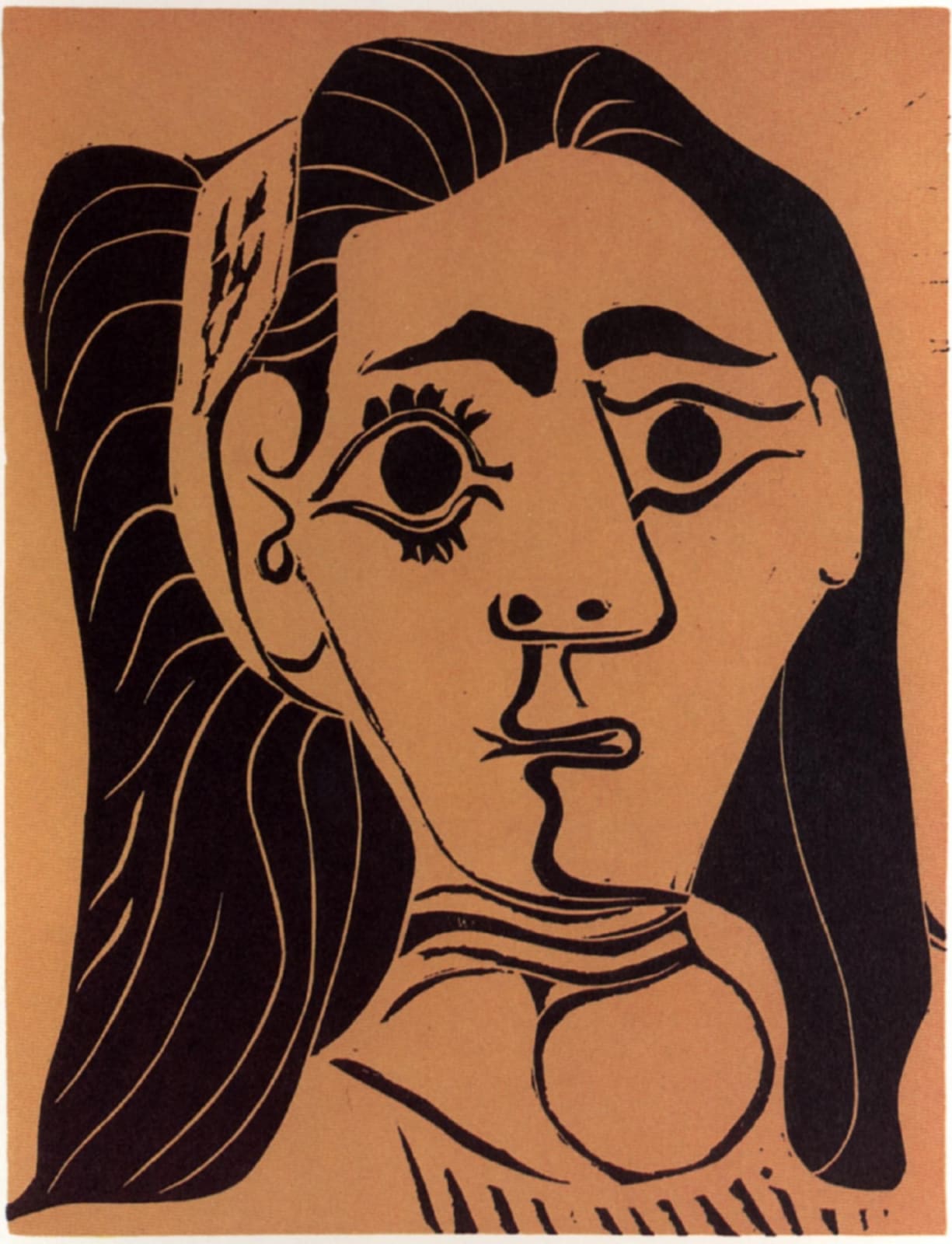 Pablo Picasso, Femme auz cheveux flous,numbered 29/50, 1962