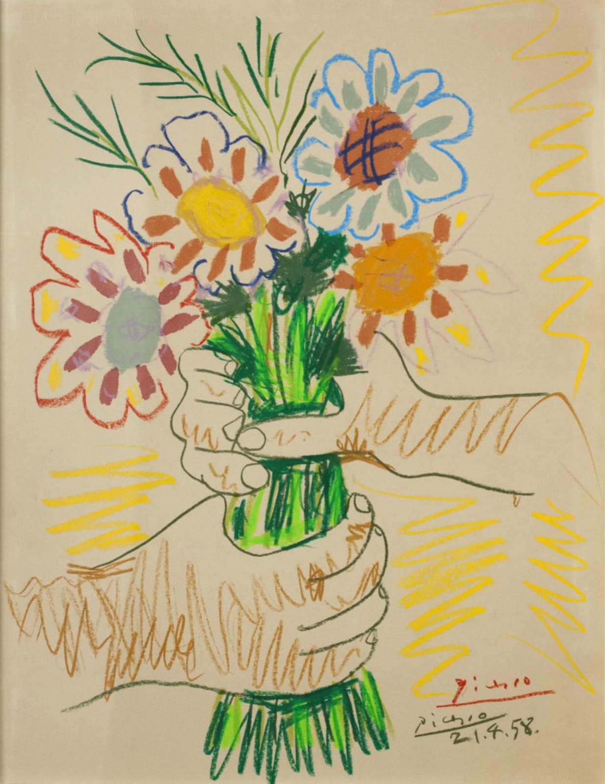 Pablo Picasso, Fleurs et mains, 1958