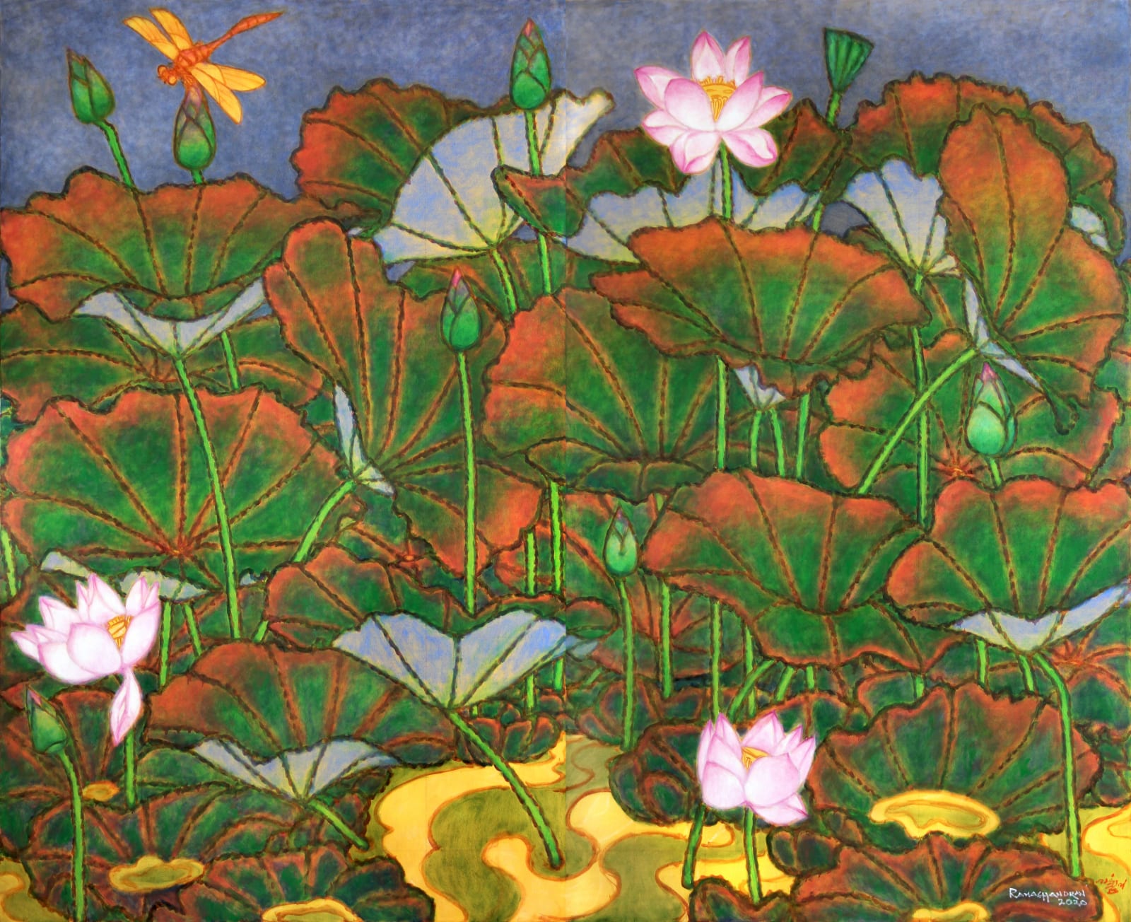 A. Ramachandran, Lotus Pond Filled with Rainwater, 2020