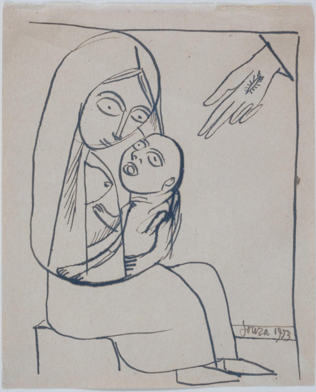 F.N. Souza, Untitled - (Mother and child), 1953