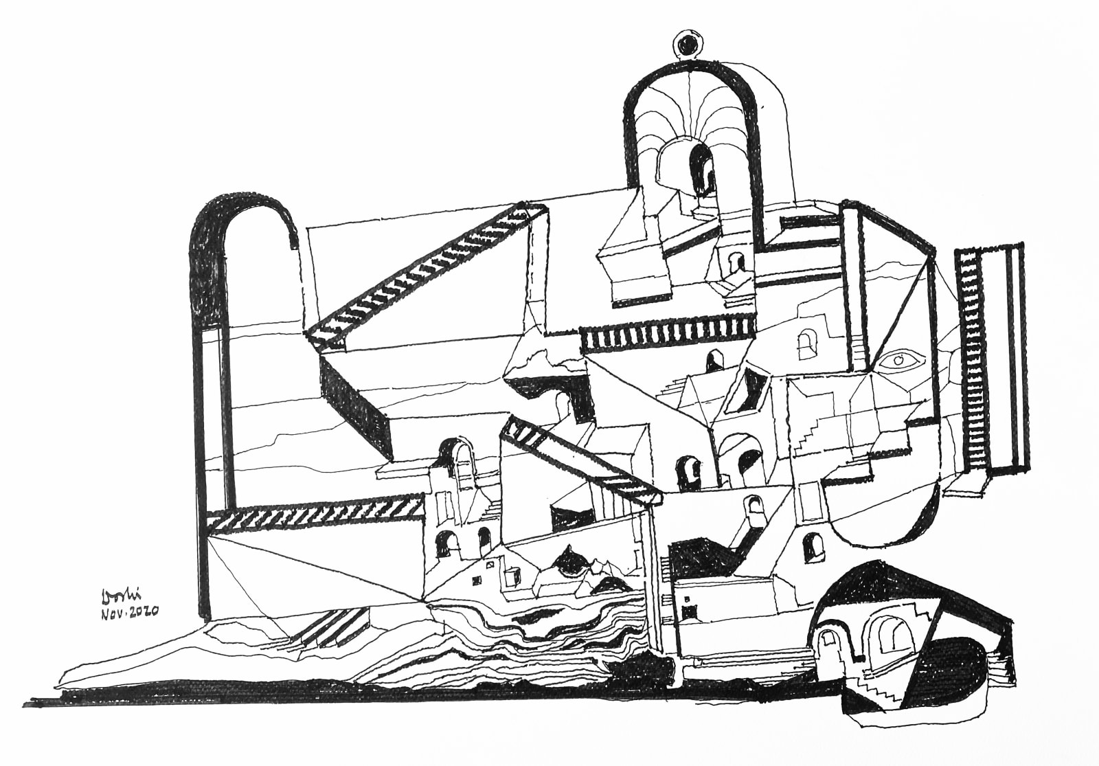 Balkrishna Doshi, Architectural Dreams - XIV, 2020