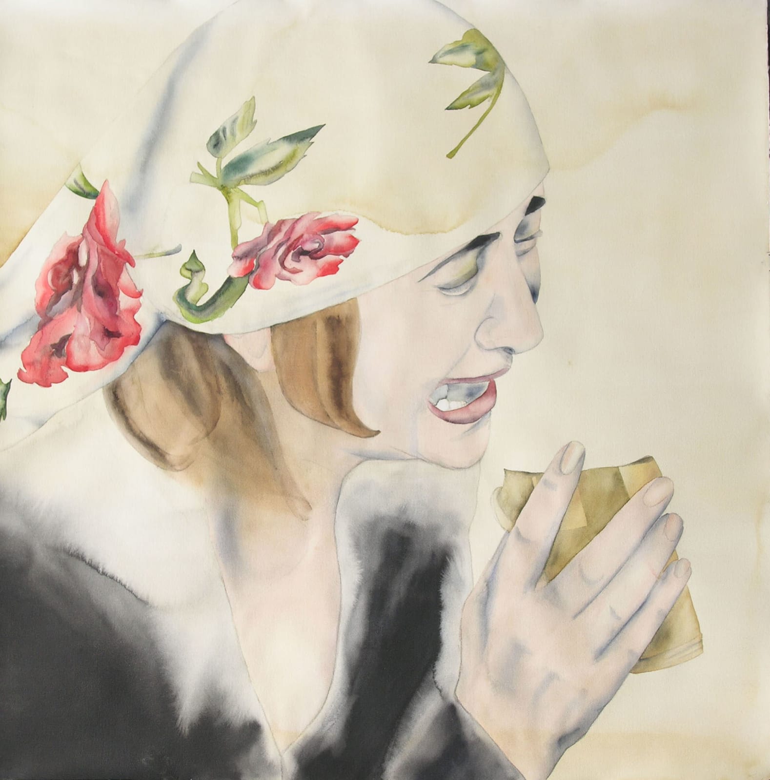 Anju Dodiya, Mourner in Rose Print, 2004