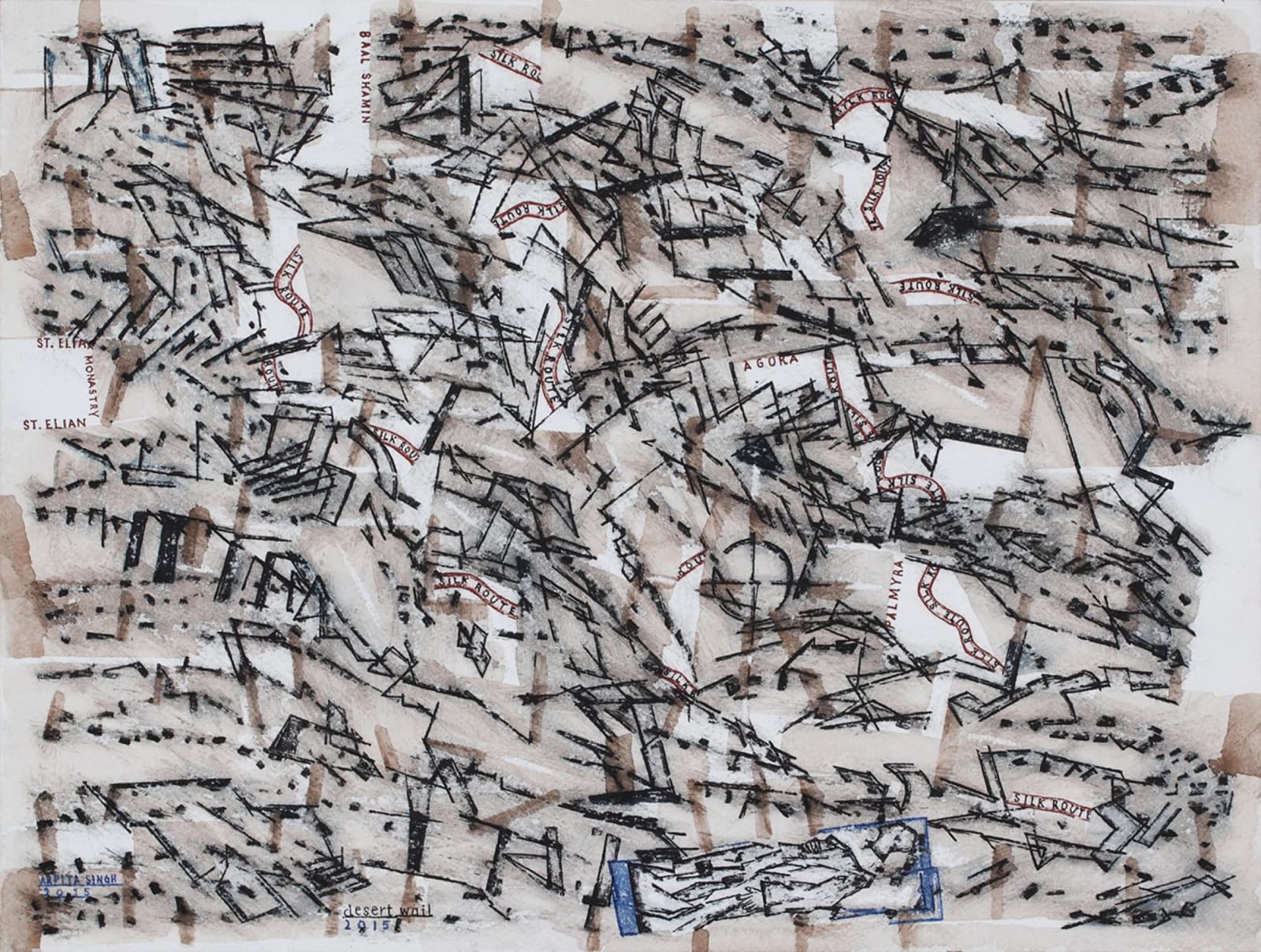 Arpita Singh, Desert Wall, 2015