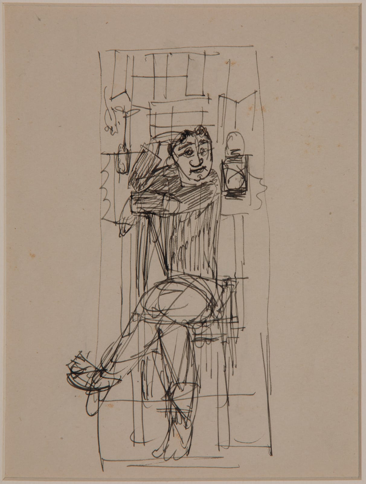 Benode Behari Mukherjee, Study for Man with Lantern, 1930