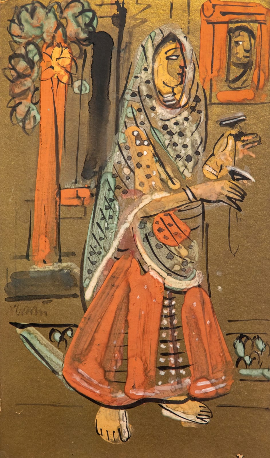 Benode Behari Mukherjee, Khanjari Player, Signed. Benode, Mid 40s