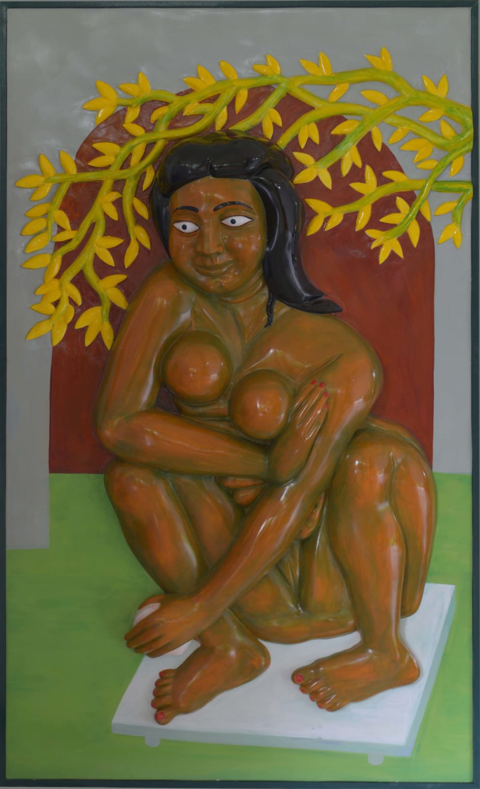 Ravinder Reddy, Woman Bathing (Painted Relief), 1991