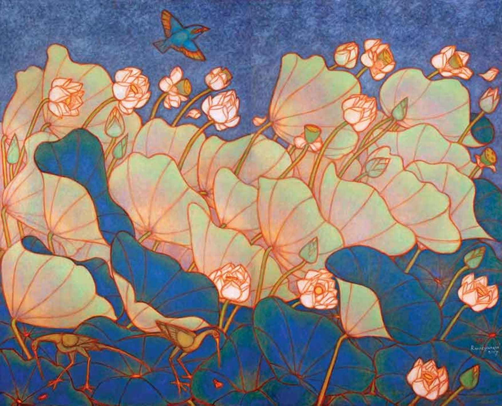 A. Ramachandran, Arrival of monsoon (Diptych), 2017