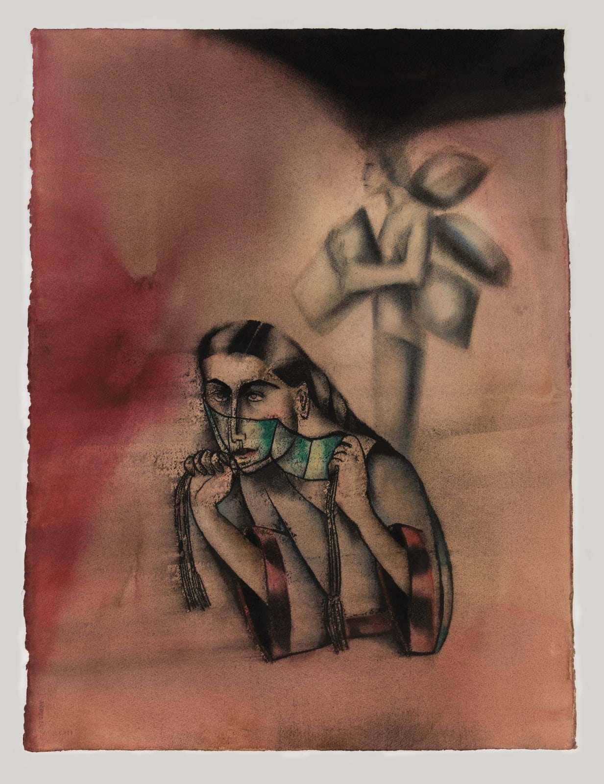 Anju Dodiya, Pillowbearer with Shadow, 2020