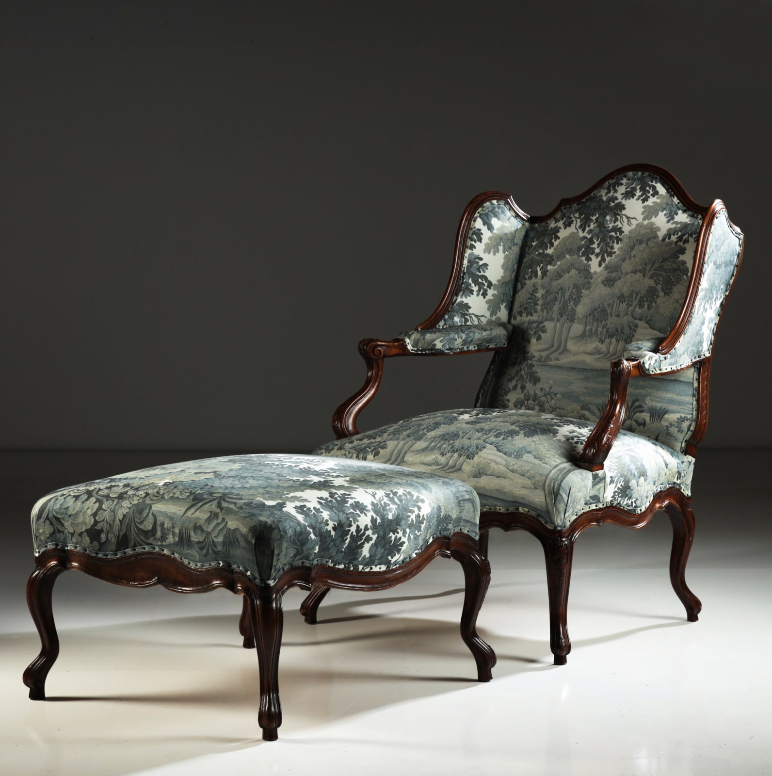 Bergère Armchair & Stool, c.1880