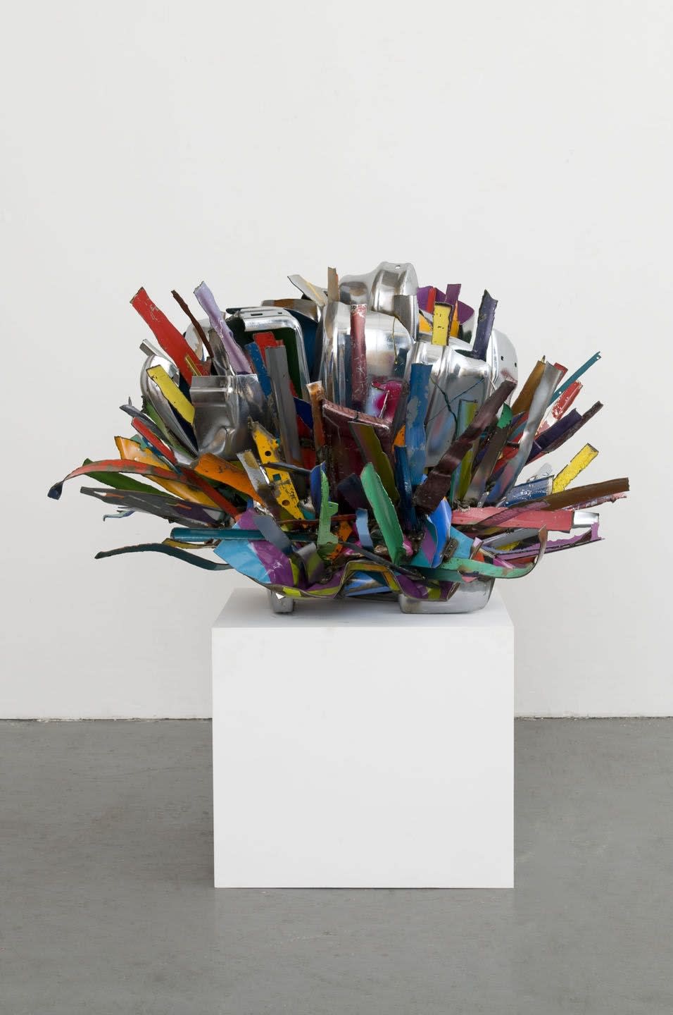 Crumpled up metal sculpture