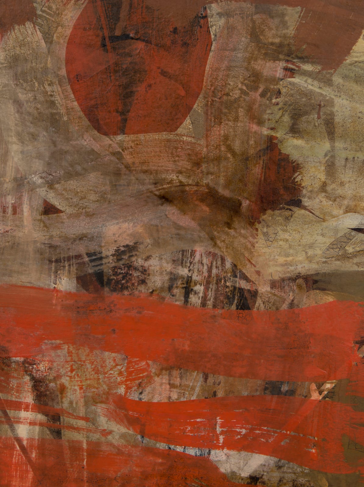 detail of brown gestural abstract painting