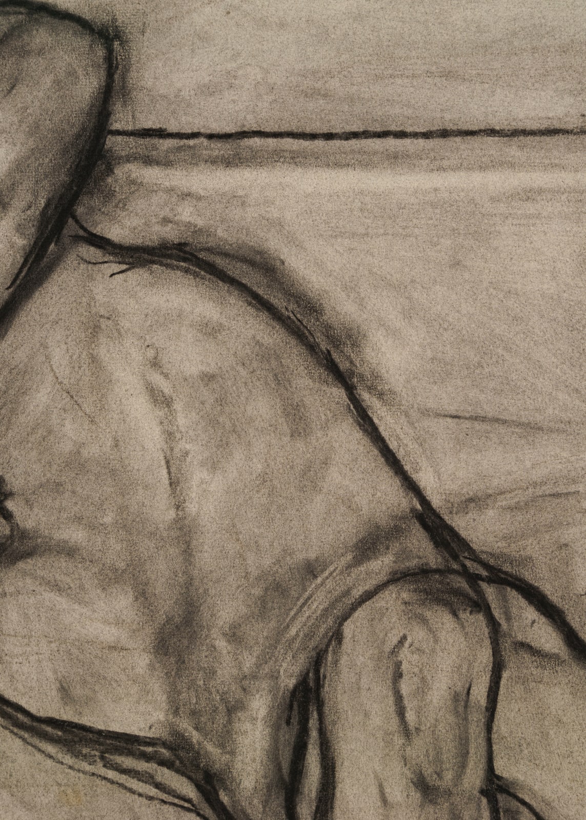 detail of drawing of a woman reclining on a sofa