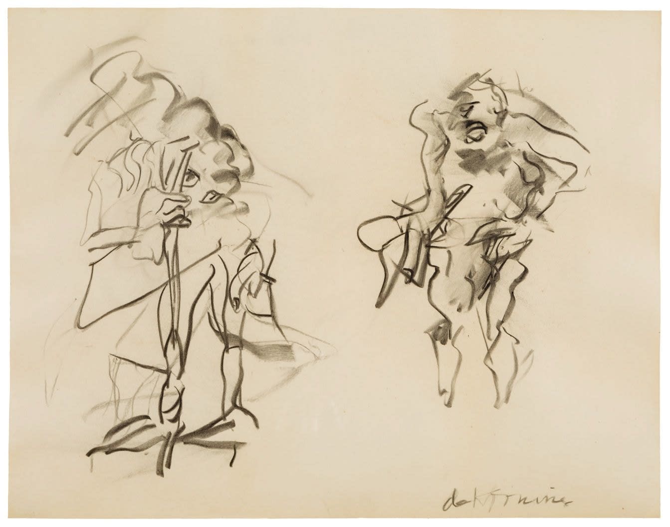 abstract drawing of two figures