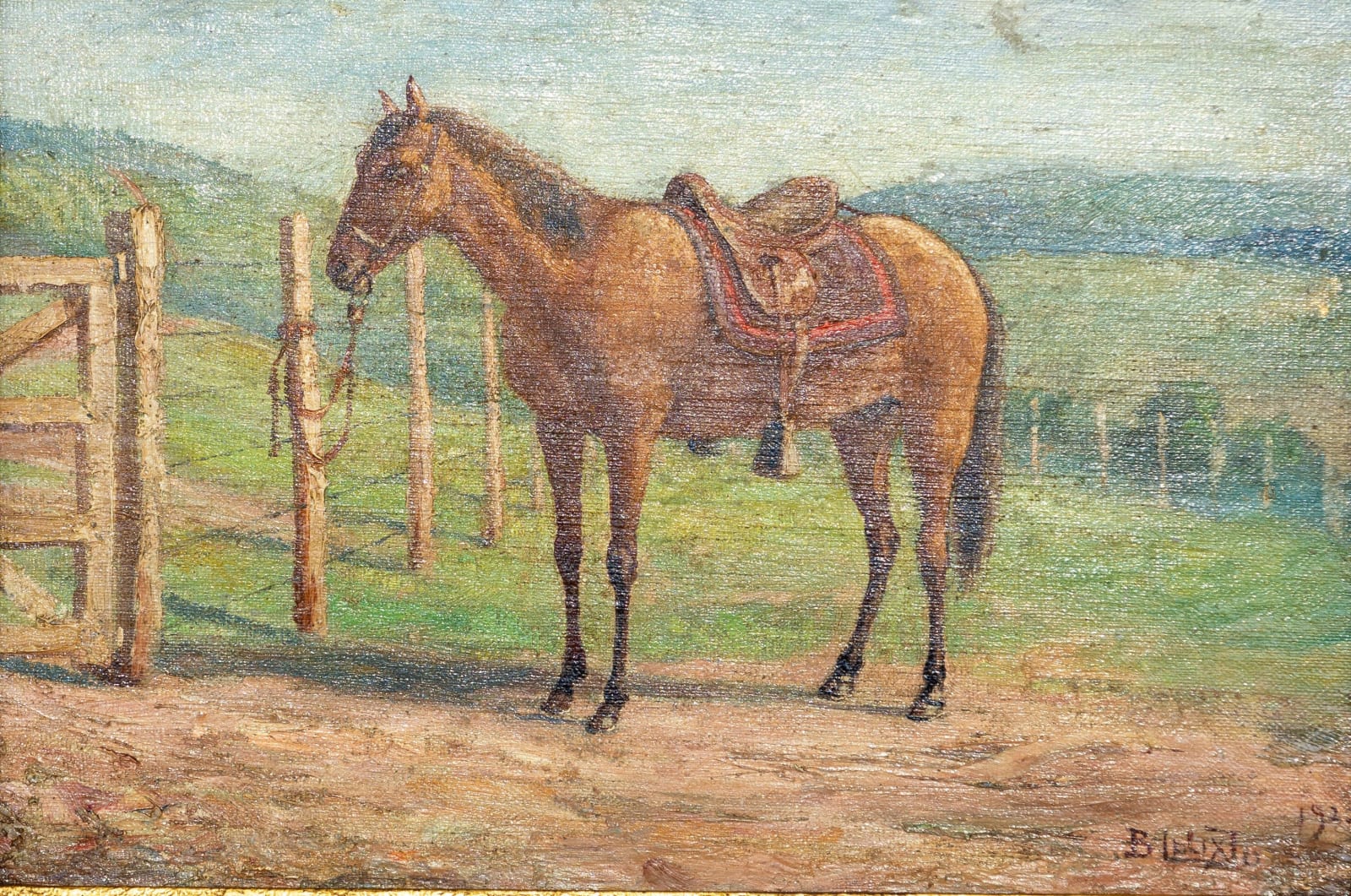 Benedicto Calixto de Jesus, Cavalo Selado, atado a uma cerca, 1923