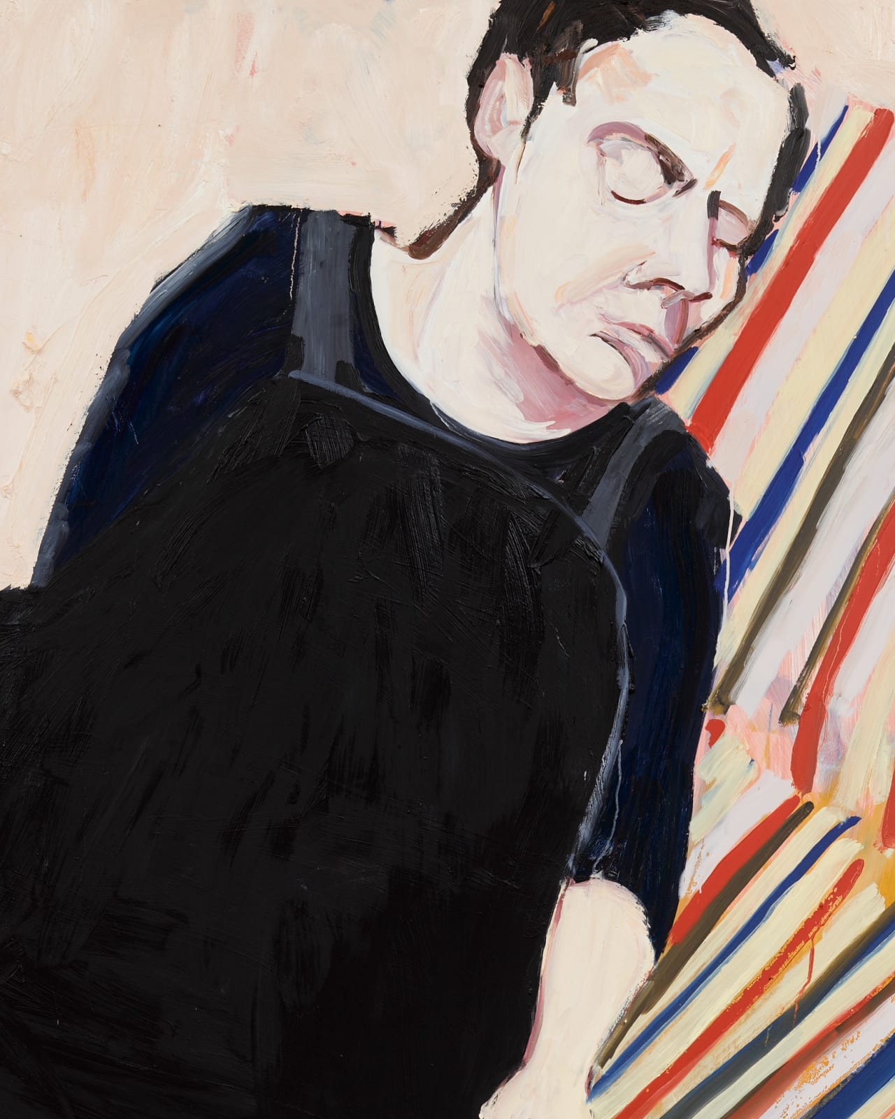 Chantal Joffe, Self Portrait Asleep with Sandals, 2023