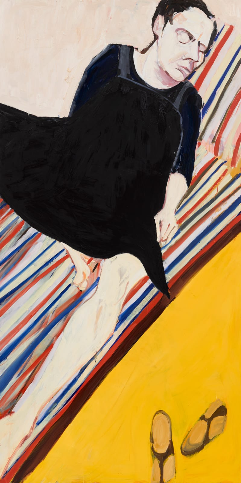 Chantal Joffe, Self Portrait Asleep with Sandals, 2023