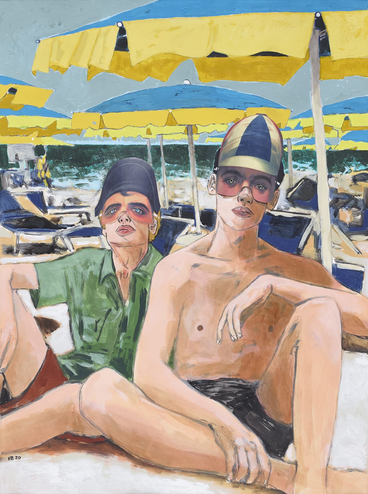 Hernan Bas, Napoleon and a Jockey on the Lido, 2020