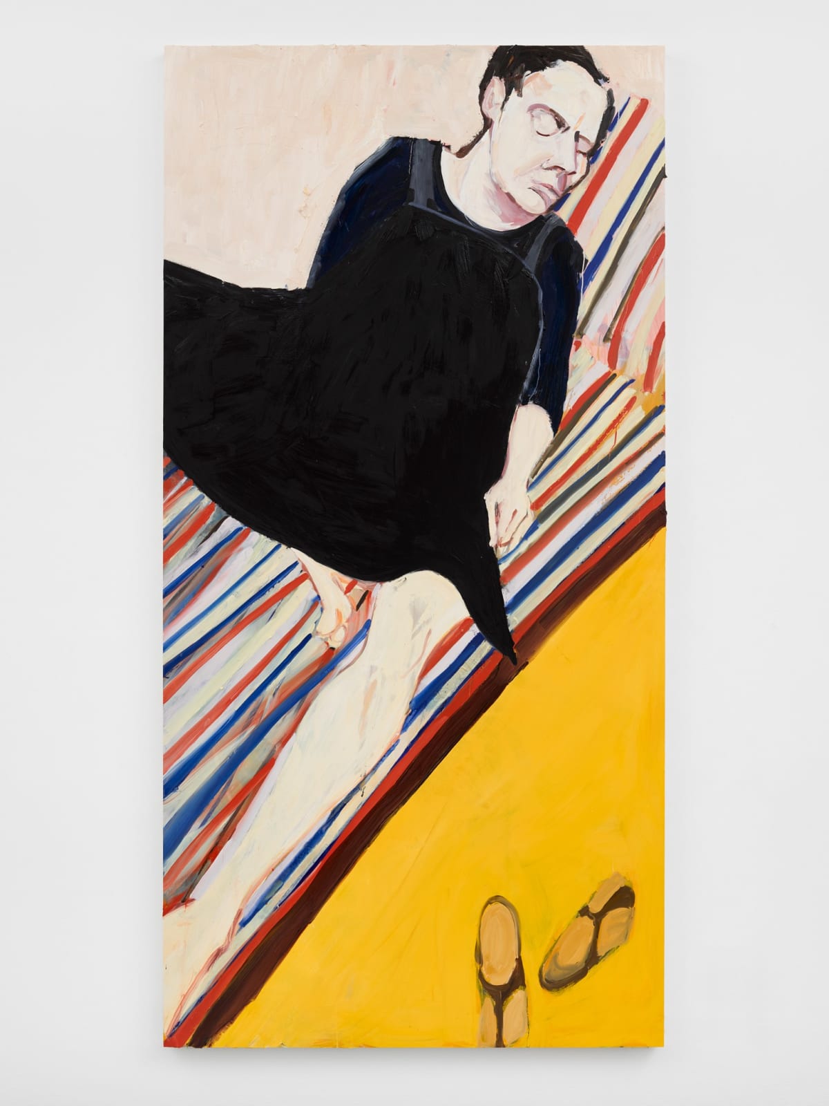 Chantal Joffe, Self Portrait Asleep with Sandals, 2023