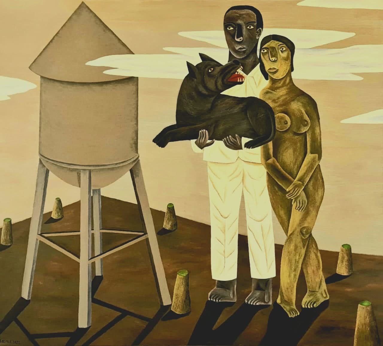 Salah Elmur, Black Dog and Water Tank, 2022