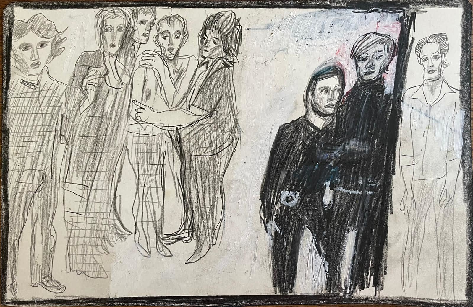 Matthew Collings, Richard Avedon photographs factory 1969, 2023