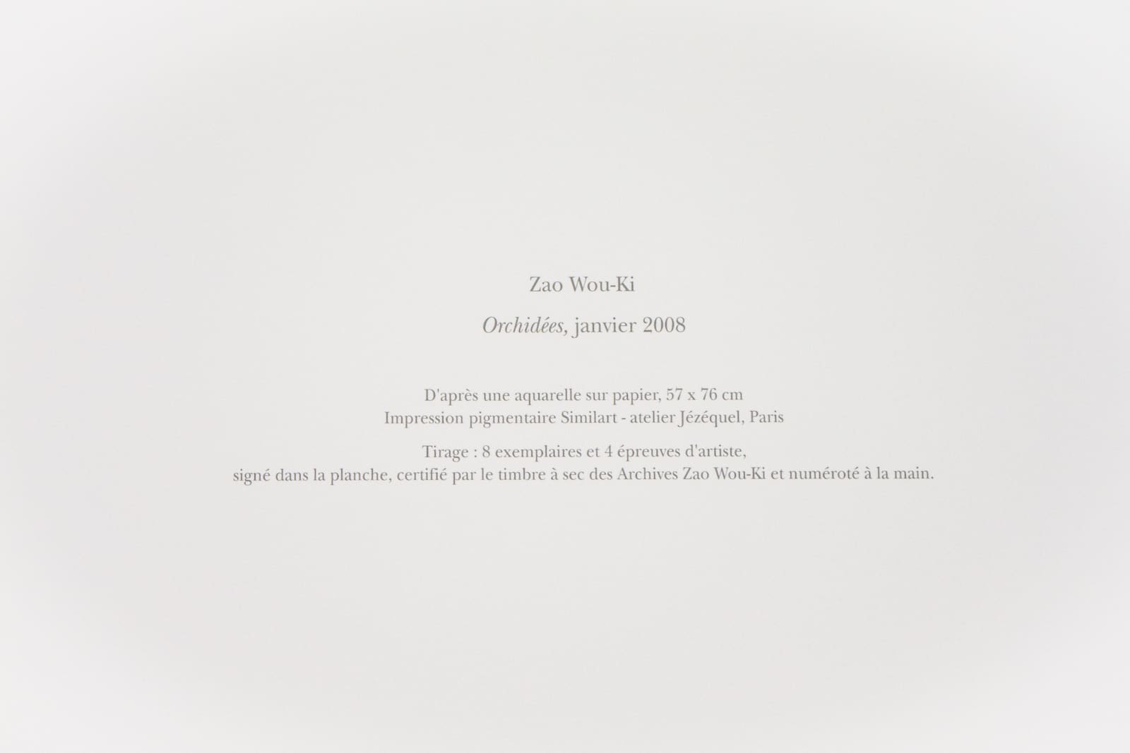 Zao Wou-Ki, Orchidees Janvier 2008 Tirage 2010, 2011