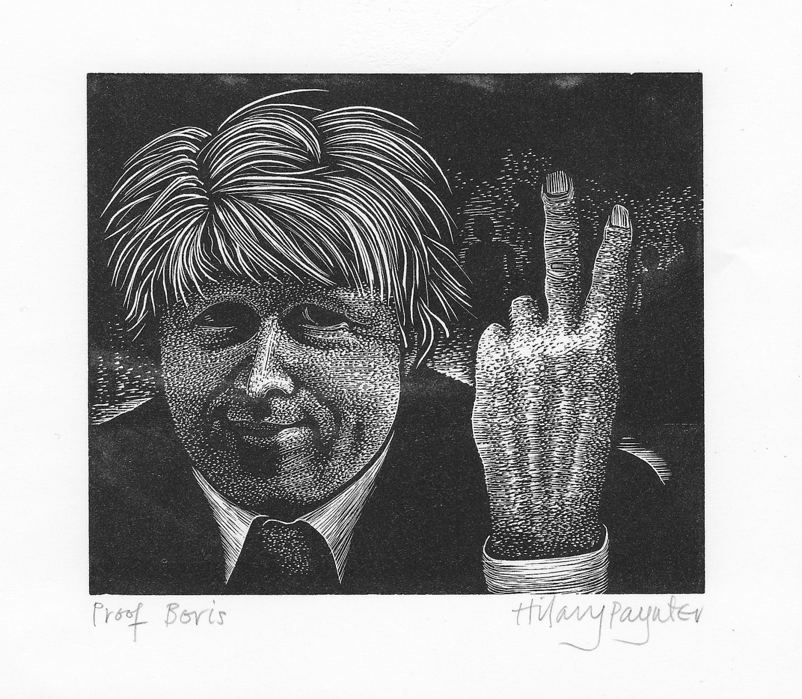 portrait of Boris Johnson by Hilary Paynter