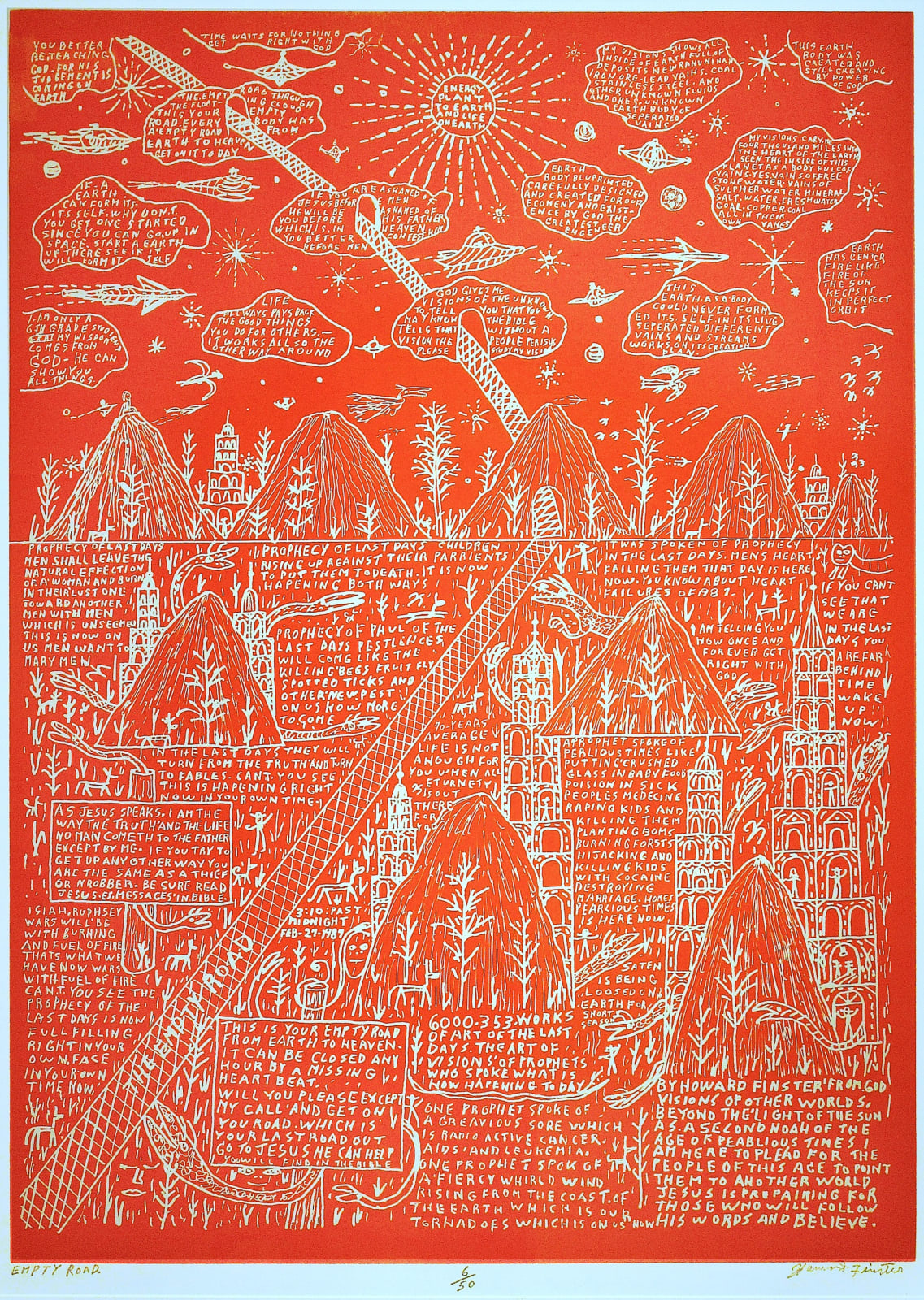 Howard Finster, Empty Road (red), 1988