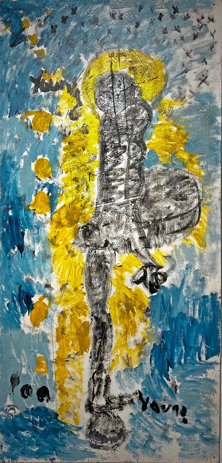 Purvis Young, Untitled (Pregnant Lady Standing on Top of the World), c. 2001