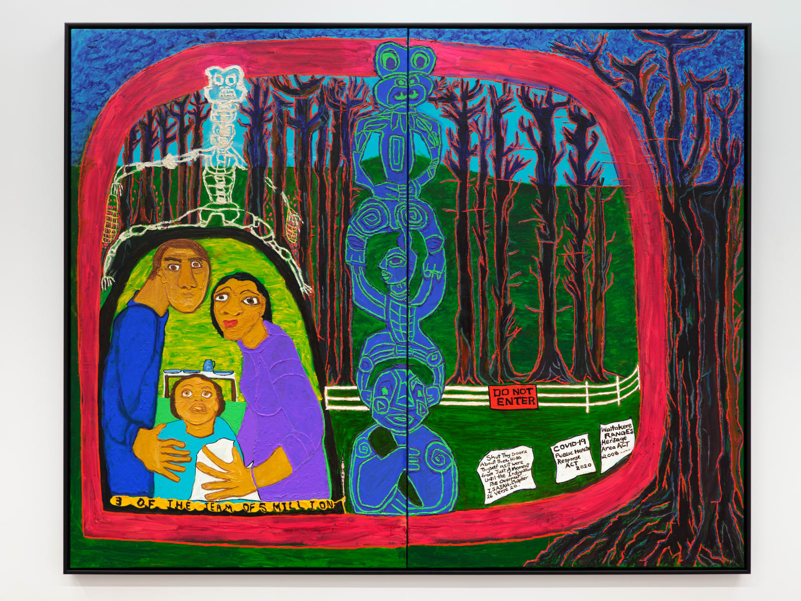 Emily Karaka, 3 of the Team of 5 Million; Do Not Enter (diptych), 2021