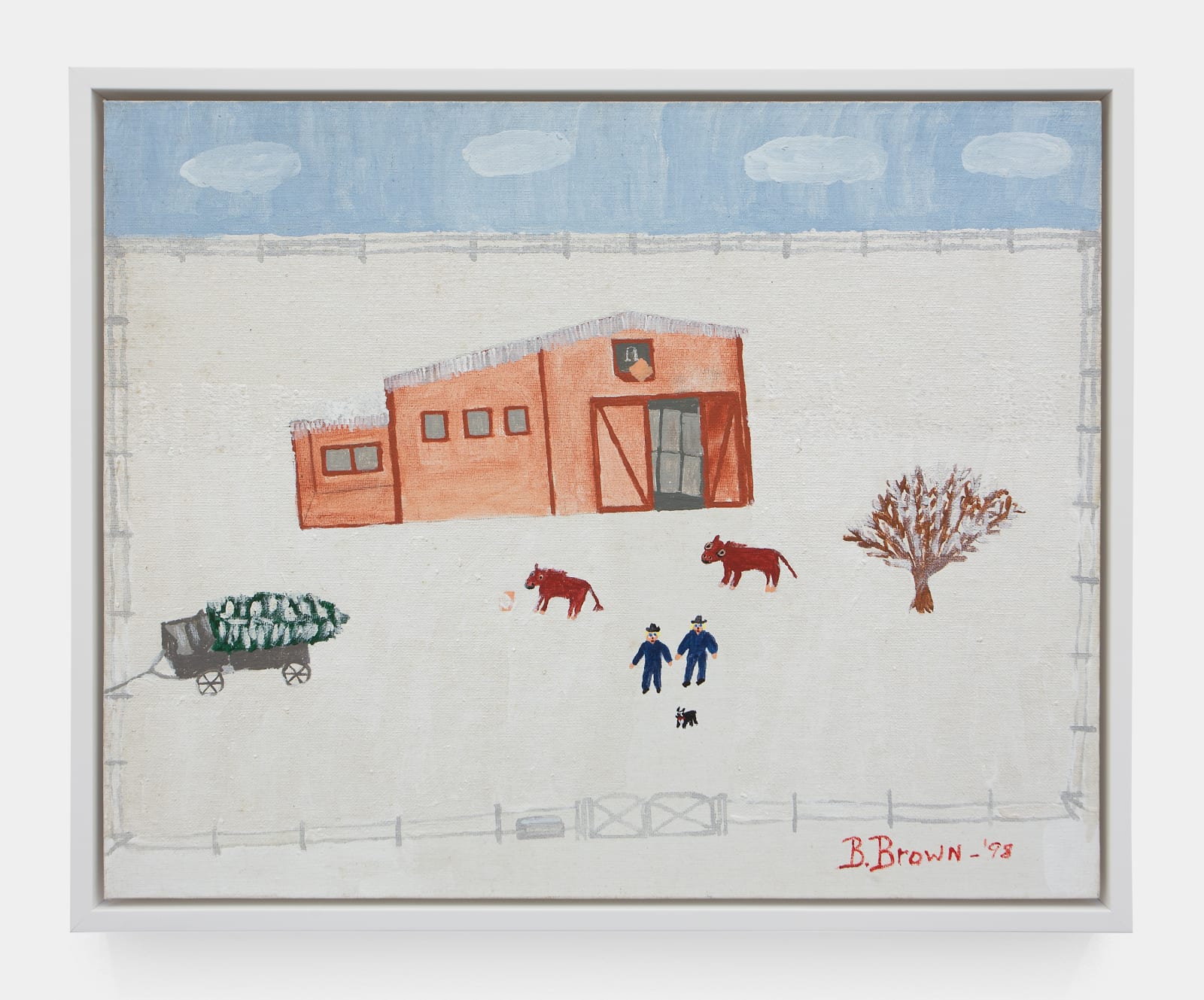 Betty Brown, Snow, tree in wagon, 1998