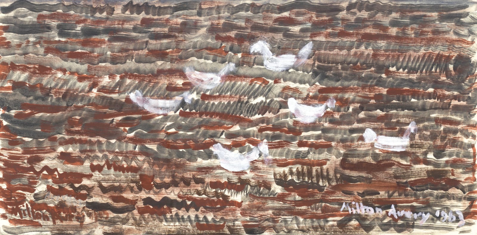 Milton Avery, Gulls in Rippled Sea, 1963
