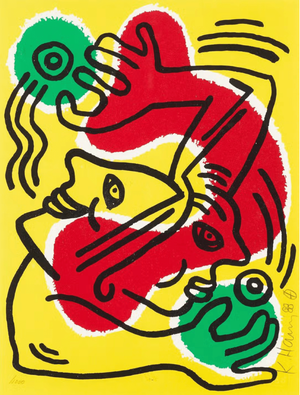 Keith Haring, International Volunteer Day, 1988