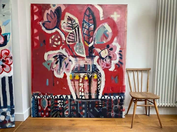 Anna Hymas, Flowers in a Red Room