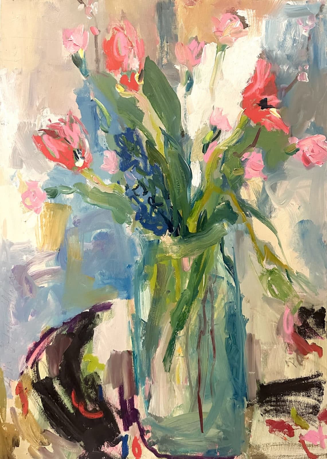 Lilia Orlova-Holmes, SPRING FLOWERS IN A GLASS VASE