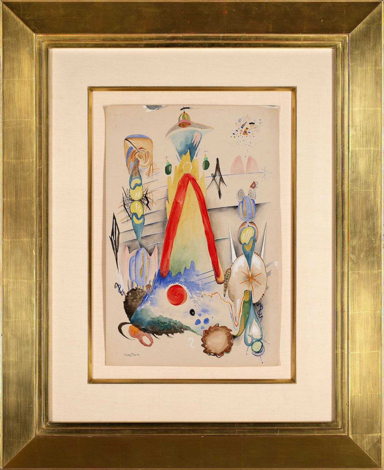 Rudolf Bauer, RB0561 - Untitled (orange arch on yellow flame), 1917