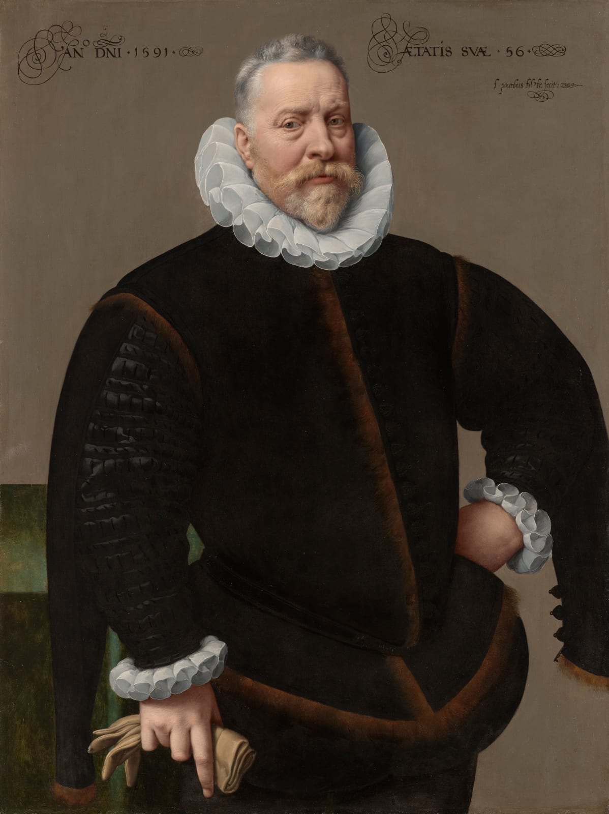 Frans Pourbus the Younger (1569 – 1622), An Unknown Man, aged 56, Painted 1591