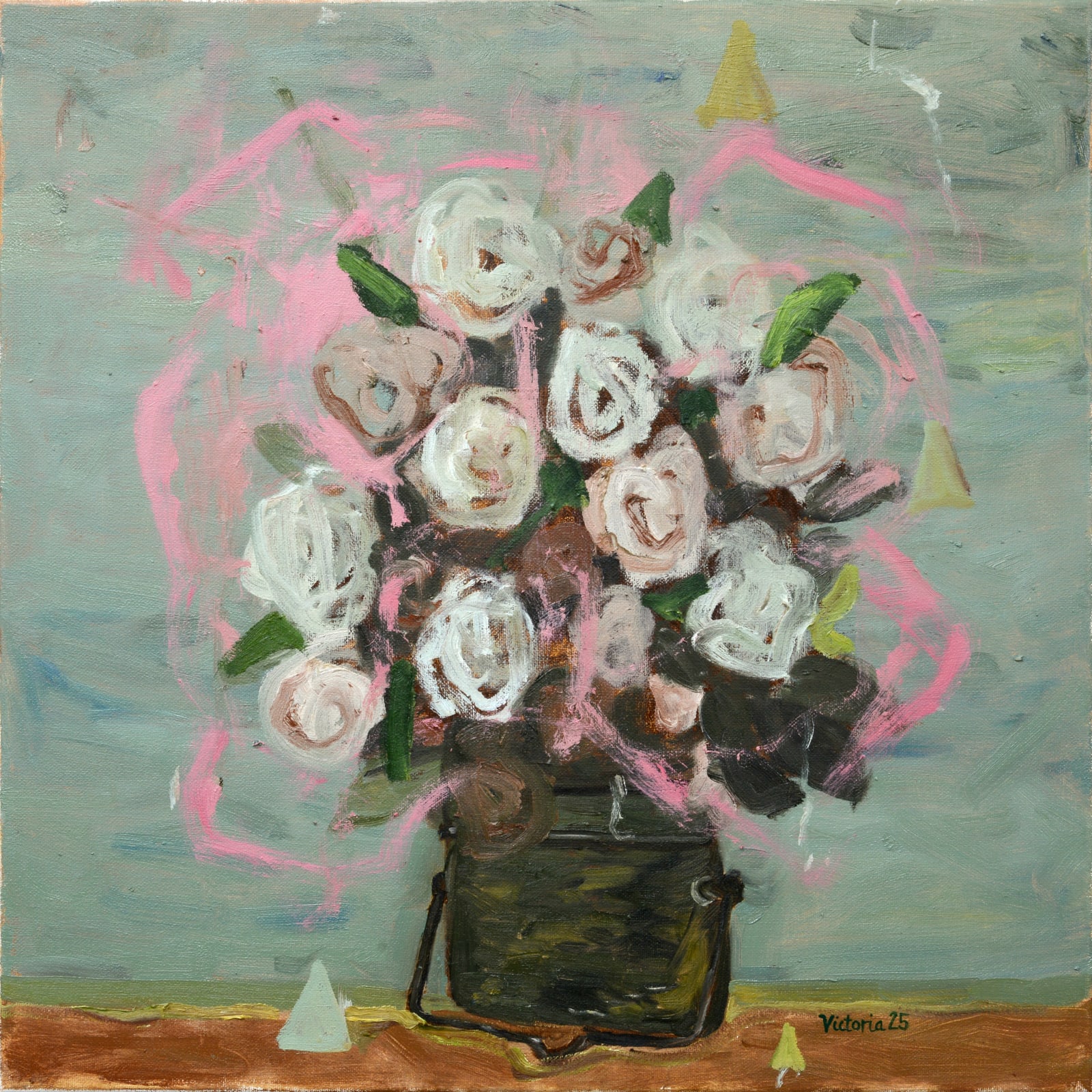 Victoria Montinola, Flowers in a Military lunch box, 2025