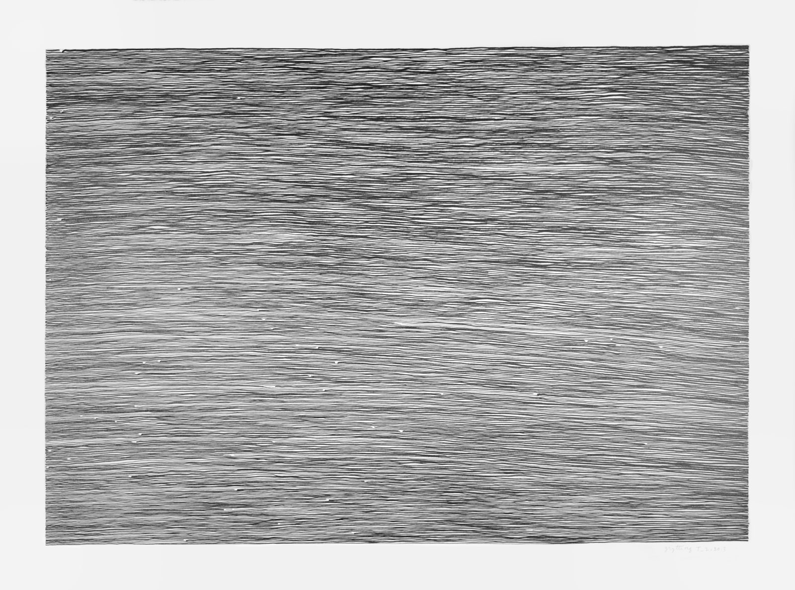 Graphite on paper drawing of horizontal lines