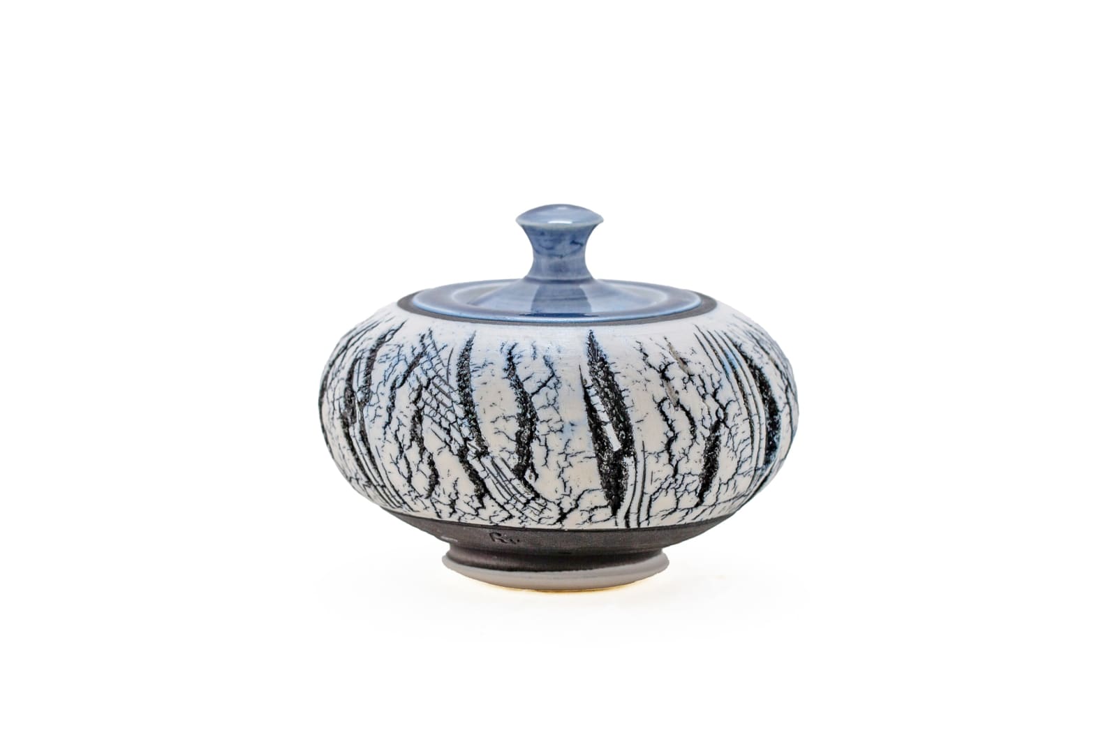 Hugh West, Crackle Glaze Lidded Pot (Blue)