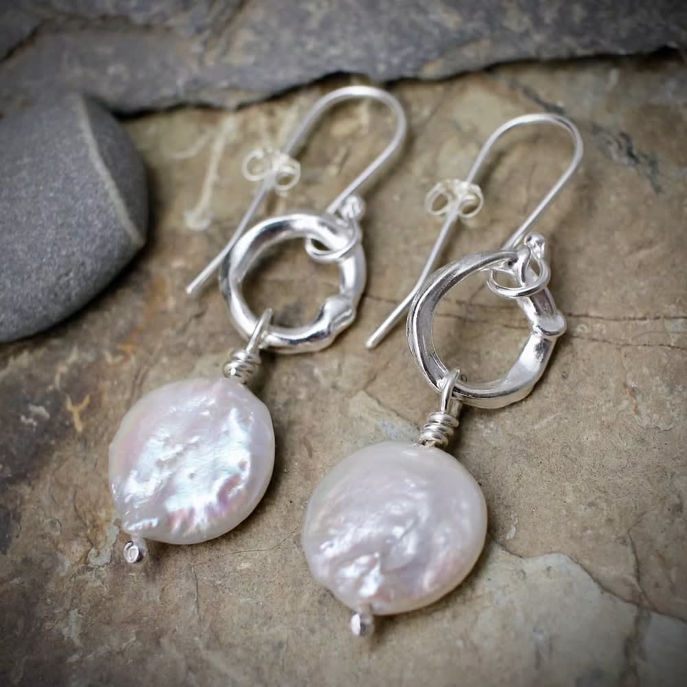 Marsha Drew, Halo Coin Pearl Earrings
