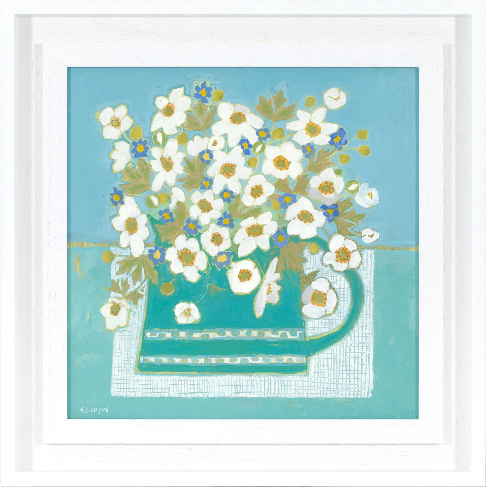 Alison Dickson, Japanese Anemones and Little Blue Flowers