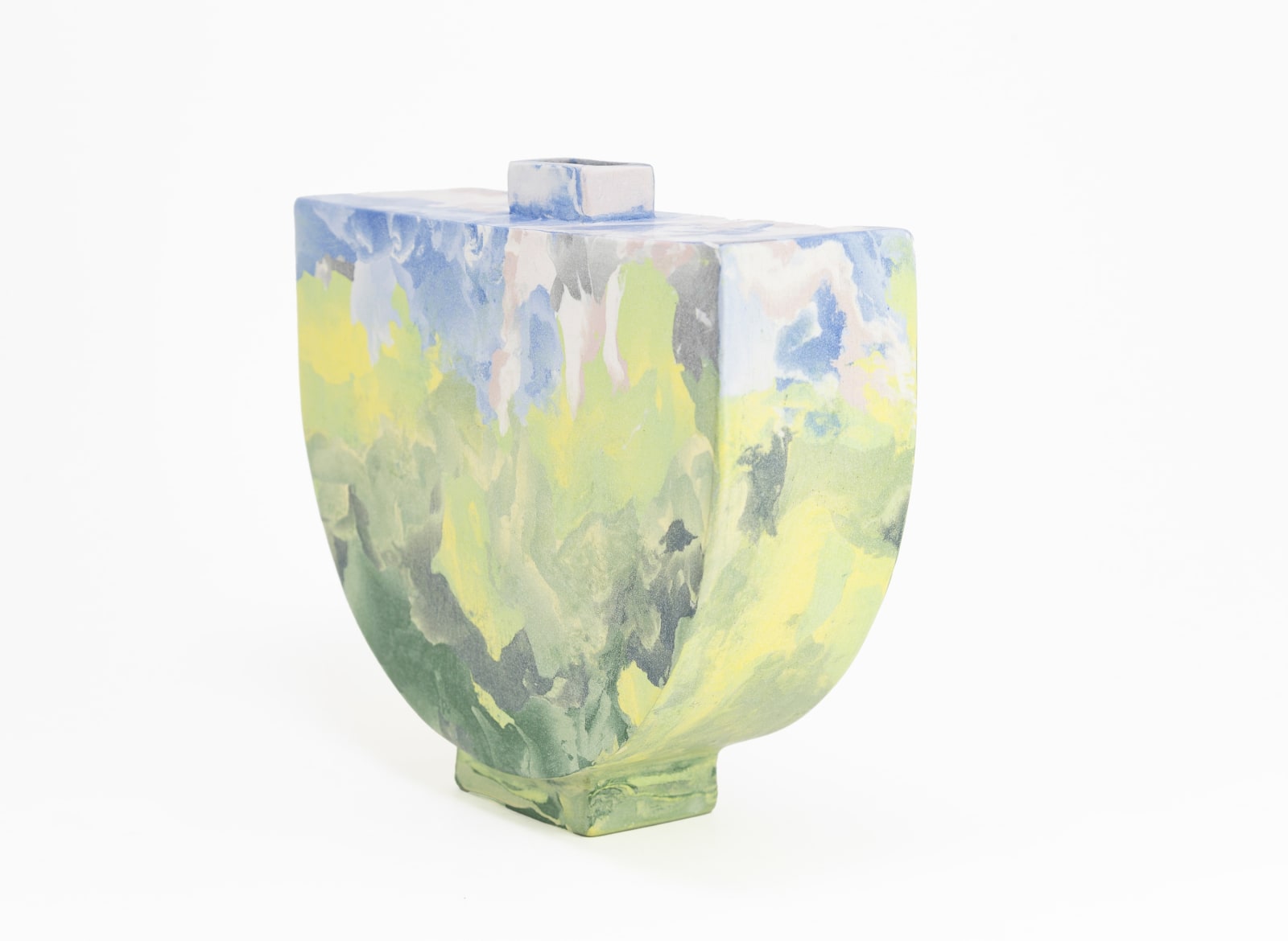 Judy McKenzie, Landscape Floral Semi-Circular Vase