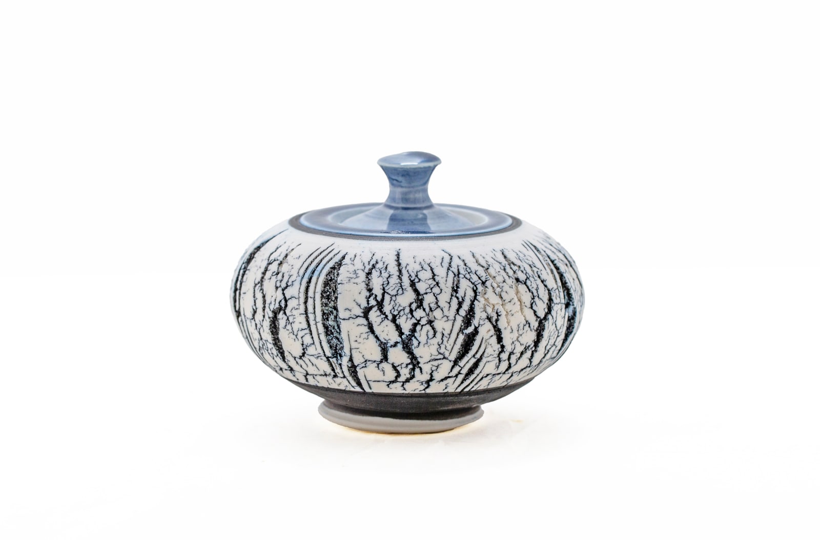 Hugh West, Crackle Glaze Lidded Pot (Blue)