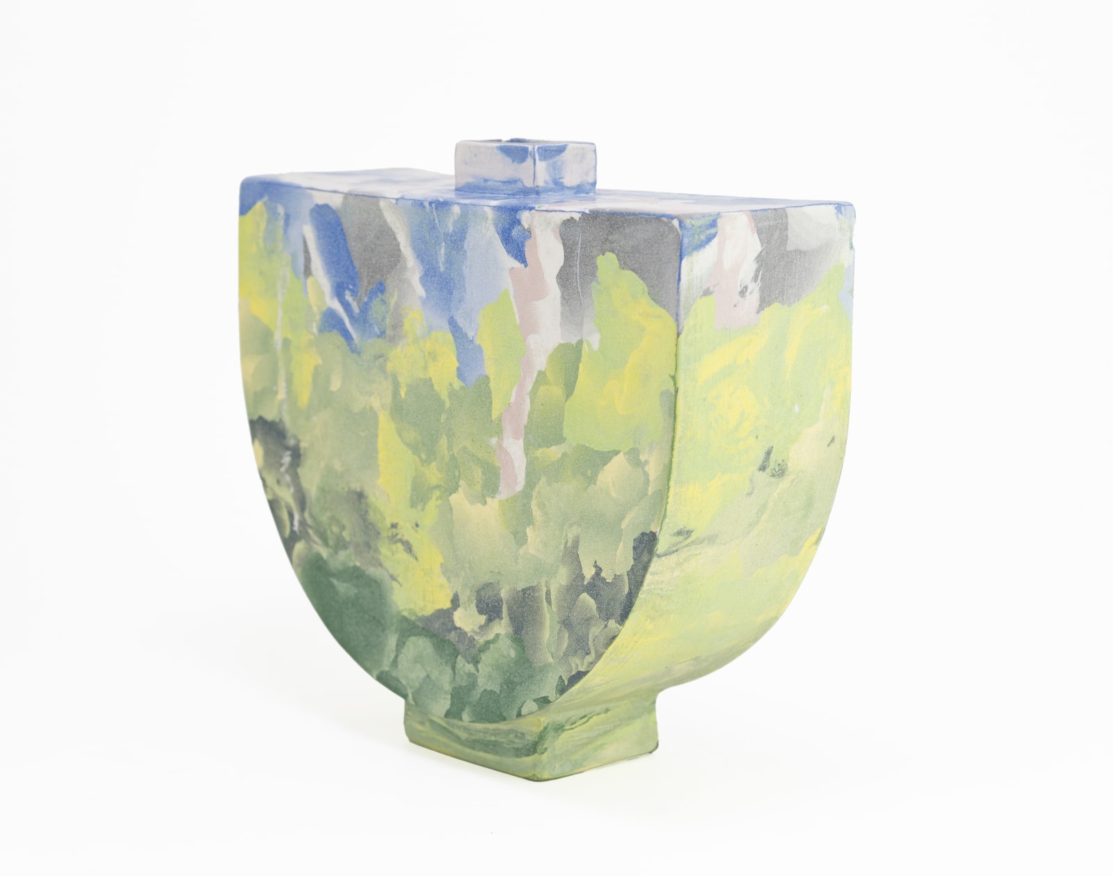 Judy McKenzie, Landscape Floral Semi-Circular Vase