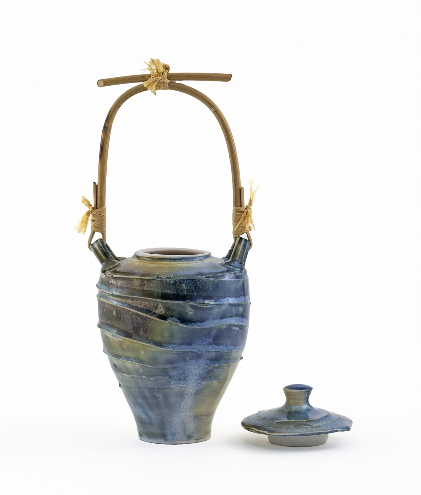 Hugh West, Bamboo Handled Lidded Swirl Jar