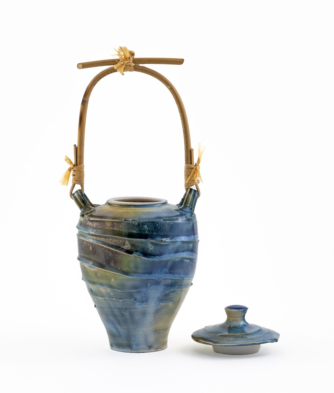 Hugh West, Bamboo Handled Lidded Swirl Jar