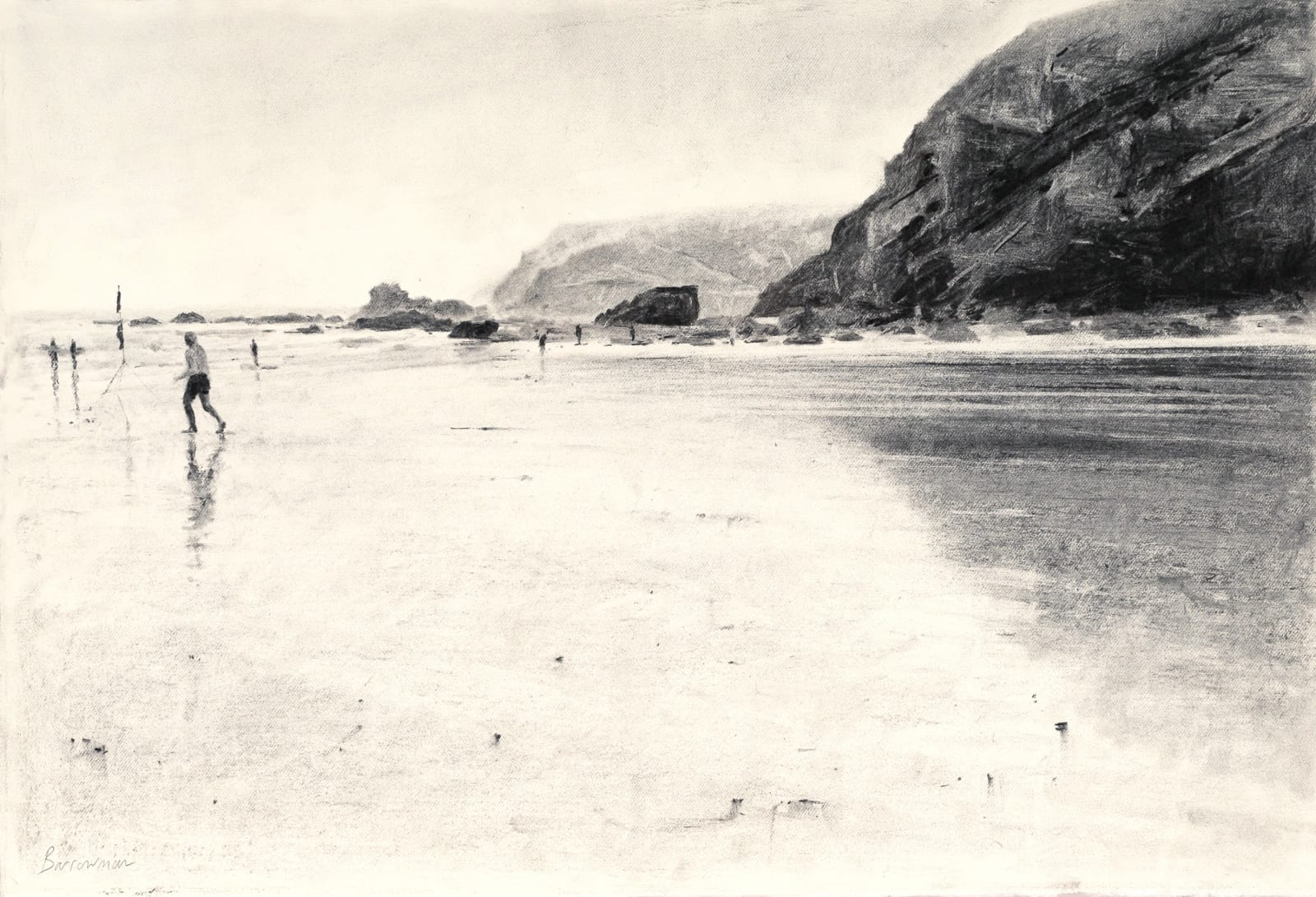 Andrew Barrowman, Beach Day in the Mizzle, Trevaunance Cove, St Agnes