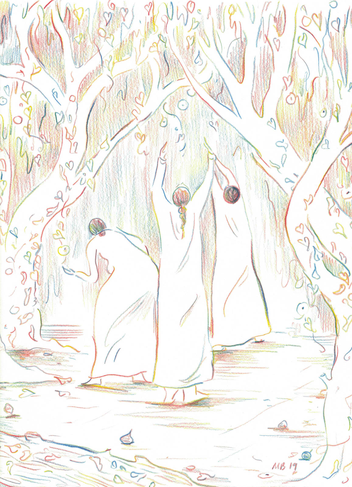 Michelle Blade, Untitled rainbow pencil drawing #17, 2019