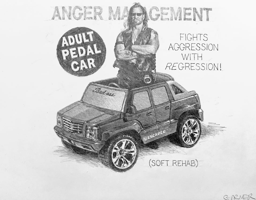 Pippa Garner, Anger Management-Adult Pedal Car, 2017
